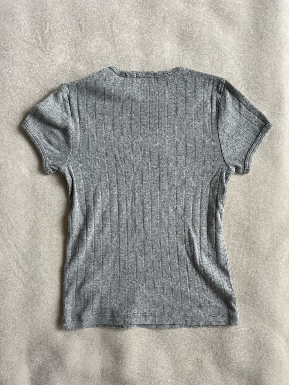 NWOT Donni Pointelle Baby Tee Heather Grey - Picture 2 of 4